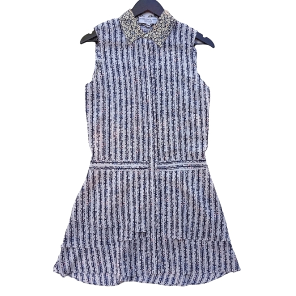 Derek Lam Crosby Intermix Two Toned Floral Tiered Button Down Dress Size 4